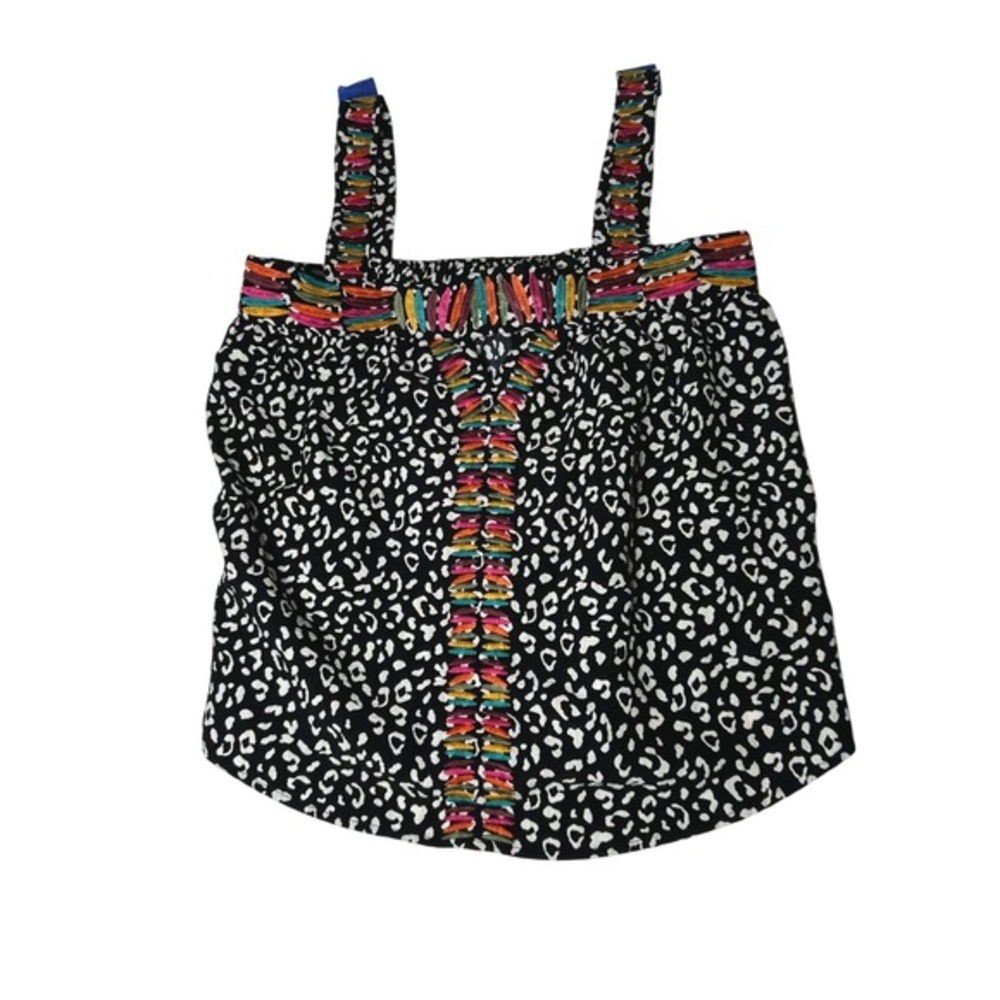 THML Leopard Print Embroidered Boho Tank Top Large - Picture 2 of 6